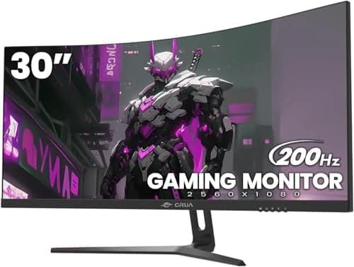 CRUA Monitor da gioco curvo da 30", monitor per computer 144Hz/200Hz, schermo WFHD (2560 * 1080P) 1500R VA, supporto monitor PC sRGB al 99% FreeSync, installazione a parete (HDMI, DP) - Nero