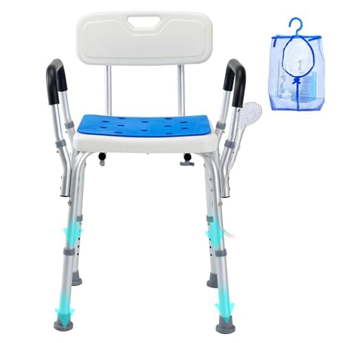 VEVOR Sedia da Doccia, Capacità di 181,4 kg, Sedile da Doccia con Schienale, Regolabile in Altezza, Sedia da Doccia per Vasca da Bagno Interna, Sedia da Bagno Antiscivolo per Anziani Disabili