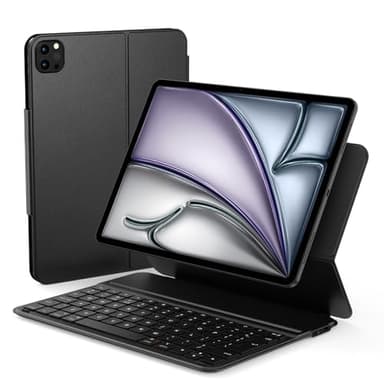 Qulose Tastiera iPad per iPad Air 11 inch M3 2025/M2 2024, 5/4 10.9"(2022/2020), Custodia con Tastiera per iPad Pro 11"(4a/3a/2a/1a), Magnetica Ultrasottile Bluetooth, Ricarica via Type C, Nero