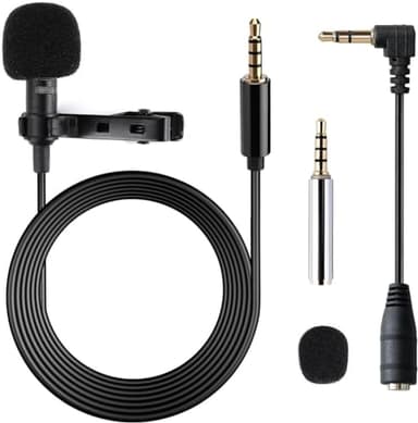 Gyvazla Microfono da bavero, omnidirezionale lavalier Microfono a condensatore da 6,5 piedi Audio Cavi per la registrazione Intervista/Videoconferenza/Podcast/Dizione vocale/Phone