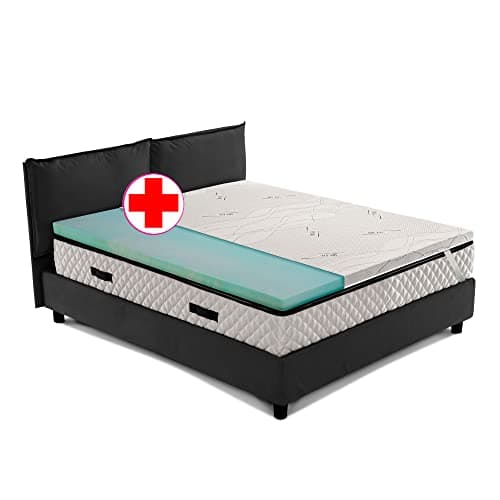 Topper, sovra materasso RIGIDO, correttore ortopedico materasso in BIOGREEN Alto 5 cm, tessuto anallergico sfoderabile, 4 lati in ARGENTO - ORTOPEDIC matrimoniale 160x190