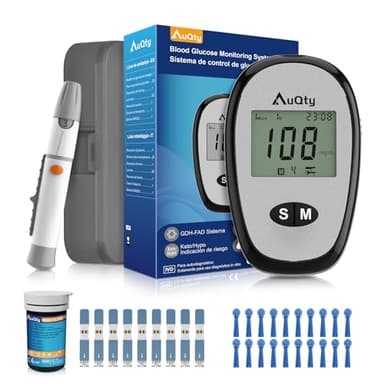 Glucometro, Misuratore di Glucosio Nel Sangue, Kit Per L'autoanalisi Del Diabete, Test Del Glucosio Nel Sangue con 25 Strisce Reattive e Lancette, Risultati in mg/dl, Elettrodo d'argento più Preciso