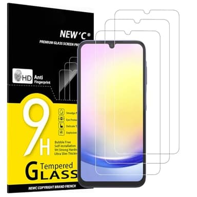 NEW'C 3 Pezzi, Vetro Temperato per Samsung Galaxy A25 5G, M34 5G, Pellicola Prottetiva, Senza Bolle, Durezza 9H, 0,33mm Ultra Trasparente, Ultra Resistente