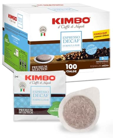 Kimbo Espresso Decaffeinato - 100 Cialde ESE 44mm con Puro Caffè Torrefatto in Italia