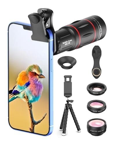 APEXEL 18x Lente per Telescopio, Obiettivo Grandangolare da 0,63x e Obiettivo Macro 15x, Fisheye da 198 °, Treppiede Flessibile per iPhone e la Maggior Parte degli Smartphone