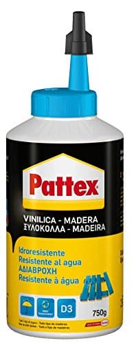 Pattex Vinilica Idroresistente, Colla per Legno resistente all'acqua, Adesivo Acetovinilico per Montaggi, Assemblaggi e Laminature in Ambienti Umidi e Caldi, 750g