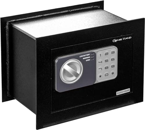 Genie Hand | Cassaforte Elettronica a Muro Piccola Cassetta di Sicurezza con Codice a Combinazione e Chiave con Serratura B-Class e Sistema Anti Bounce Casseforti per Soldi