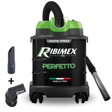 Ribimex Aspiracenere Elettrico Perfetto, Silenzioso, con Filtro HEPA Lavabile, Funzione Soffiante, Bidone da 20 L, Potenza 1200 W, Ideale per Aspirare Ceneri Fredde da Stufe e Camini - PRCEN020