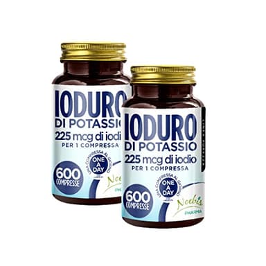 Ioduro di Potassio 600 Compresse - 225 mcg di Iodio per 1 Compressa - Alto Dosaggio - Normale Funzione della Tiroide - Fornitura di Lunga Durata (Confezione Singola) (Confezione Doppia)