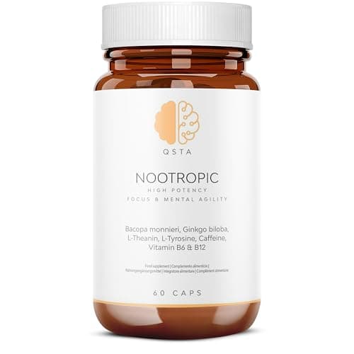 Nootropico – Formula Avanzata per il Supporto Cognitivo con Bacopa, Ginkgo, Tirosina, Teanina, Caffeina, B6 e B12