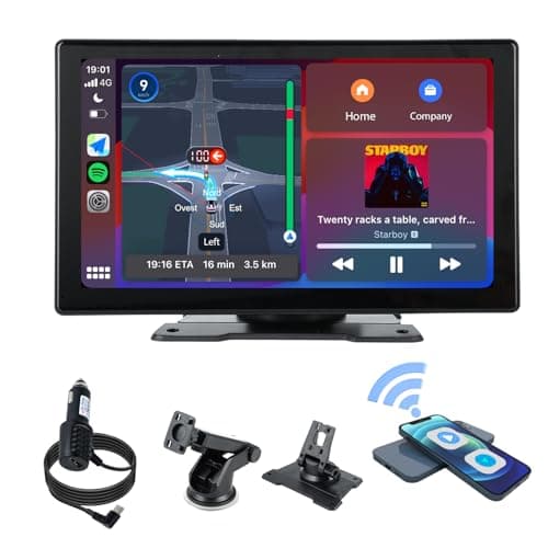 plimpton Carplay Wireless Android Auto Autoradio, 9 Pollici HD IPS Touchscreen Navigatore Auto, Schermo per auto con Assistente Vocale, Navigazione GPS, Mirror Link, BT, AUX, L2