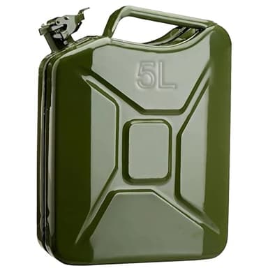 ESTO Tanica Benzina in Metallo Verde Militare Capacità 5L, 10L, 20L Con o Senza Beccuccio, Chiusura di Sicurezza, Antiruggine Certificata UN Trasporto Merci Pericolose 5 LITRI/CON BECCUCCIO