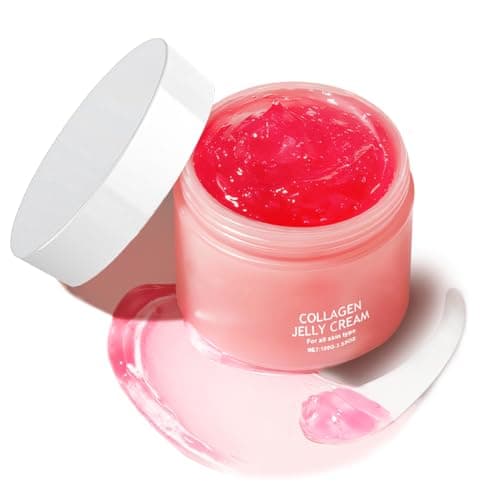 Collagen Jelly Cream, 100g Crema Viso Collagene, Maschera Viso Collagene, Crema Viso Antirughe Donna, Rifornire Collagene Viso Adatto a Tutti i Tipi di Pelle
