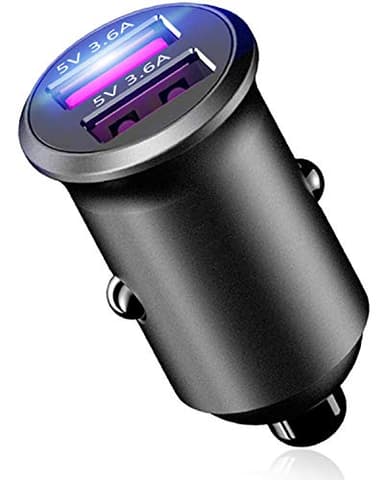 Blsyetec Caricabatterie Auto USB[doppia porta QC3.0]36W/7.2A [tutto metallo]USB Caricatore Auto Mini Caricatore Auto USB Ricarica Rapida Compatibile con iPhone 14 13 12 11 X Samsung S20 S10 iPad