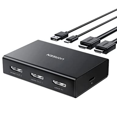 UGREEN Splitter HDMI 1 Ingresso 2 Uscite 4K@60Hz per Doppio Monitor Adattatore Compatibile con HDCP 2.2 3D HDR EDID, PS4 5, Proiettore
