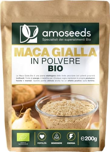 Maca Gialla Peruviana BIO 200G | 100% radice di Maca Gialla del Perù | Fertilità, Rinvigorente, Menopausa | 100% Pura e Naturale | Qualità Superiore