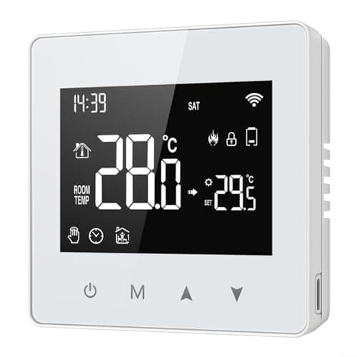 URPIZY per TUYA Termostato WiFi a Batteria- Termostato Intelligente Programmabile a Batteria, Controllo Remoto per Smart Life, Compatibile con per Alexa e per Home, Bianco