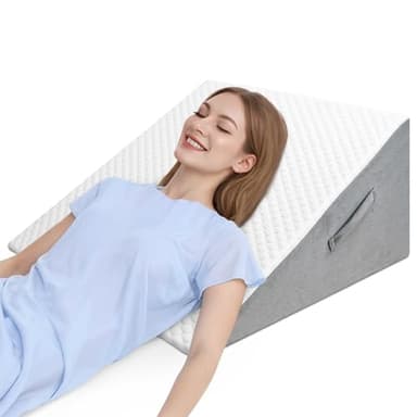 INFANZIA Cuscino a cuneo per letto, cuscino triangolare in schiuma ad alta densità per apnea notturna, reflusso acido, russare, sollevamento gambe 30,5 cm, supporto per la schiena per sedersi a letto,