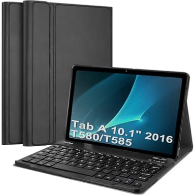 EYERIYO Custodia con Tastiera per Samsung Galaxy Tab A 10.1 2016 (SM-T580, SM-T585) Slim Cover con Supporto Pencil, Staccabile Magnetica Wireless Bluetooth Tastiera, Italiana QWERTY Layout Tastiera