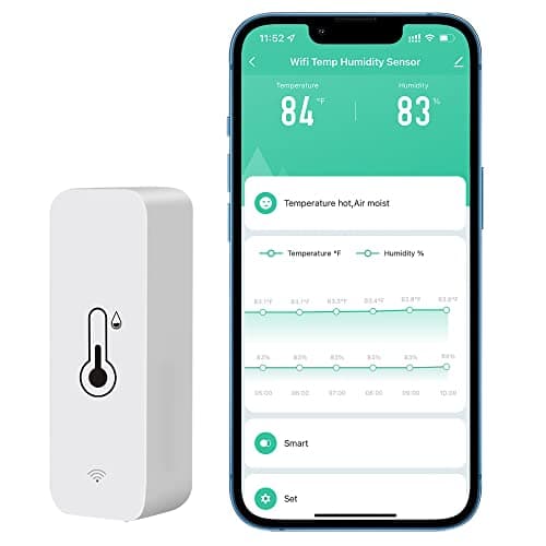 Comboss - Sensore termometro con igrometro e WiFi, sensore di temperatura e umidità per interni ed esterni con notifica tramite app Tuya (confezione da 1 pezzo)