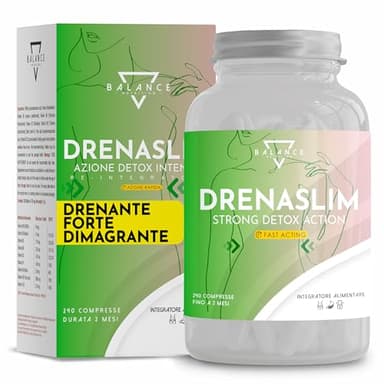 DRENASLIM® DETOX 240 COMPRESSE (CON DIETA DETOX DRENANTE) - Drenante Forte Dimagrante | Brucia Grassi Potenti Veloci, Bromelina Forte Drenante, Detox Depurativo Antiossidante | Accelera il Metabolismo