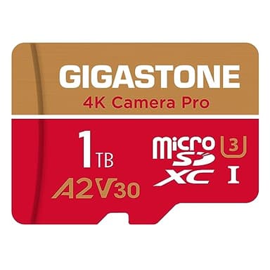 [5 Anni Recupero Dati Gratuito] Gigastone scheda di memoria 1 TB 4K Camera Pro, Specialmente per GoPro Drone Switch, Velocità 100 MB/s. per video 4K, A2 U3 V30 Scheda Micro SDXC con Adattatore SD.