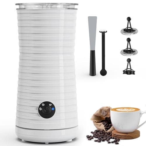 Morpilot Montalatte Elettrico Automatico, Cappuccinatore, Schiumatore Latte 4 in 1, Libera Scelta dello Spessore della Schiuma, Silenzioso e Rivestimento Antiaderante - Bianco
