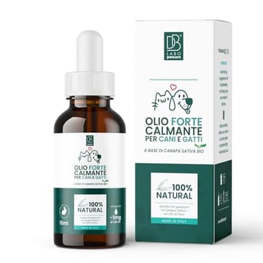 Calmante per Cani e Gatti DB Labo | Olio per Cani Naturale da Agricoltura Biologica | Olio 1500mg 15 ml con Omega 3, 6, 9. - Azione rapida.