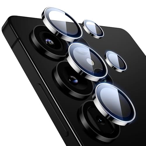 ESR Protezione per l'obiettivo della fotocamera per Samsung Galaxy S25 Ultra, Protezioni individuali in vetro temperato ultra-sottile resistente ai graffi con bordi in alluminio, 1 Set, Nero