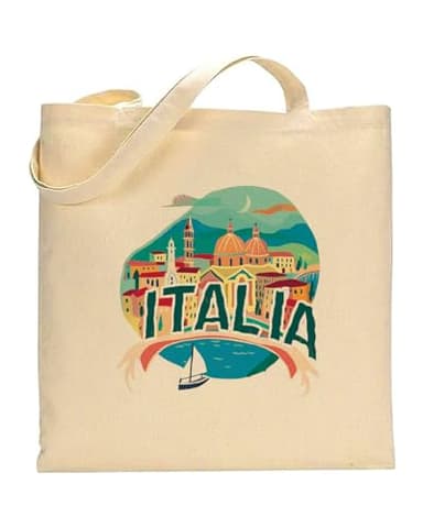 Shopper in cotone naturale 38 x 42 con grafica originale con Logo Originale Italia