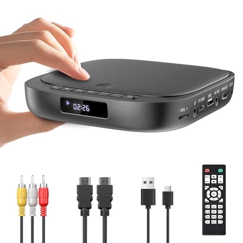 Desobry Lettore DVD Per TV, Lettore DVD Tutti Senza Regione, Lettore DVD HDMI Con Ingresso USB/TF Card, DVD player Con Cavo HDMI/RCA, Supporto PAL/NTSC