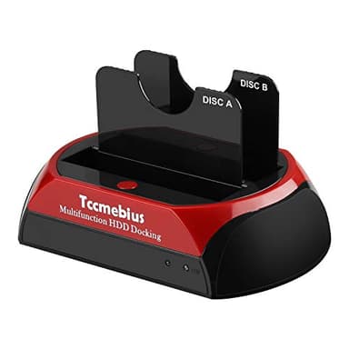 Tccmebius USB 3.0 Docking Station per Disco Rigido, TCC-S868-DE USB 3.0 a 2.5 3.5 Pollici IDE SATA Doppie Slot Enclosure HDD Esterno, per 2.5" 3.5" IDE SATA I/II/III HDD SSD