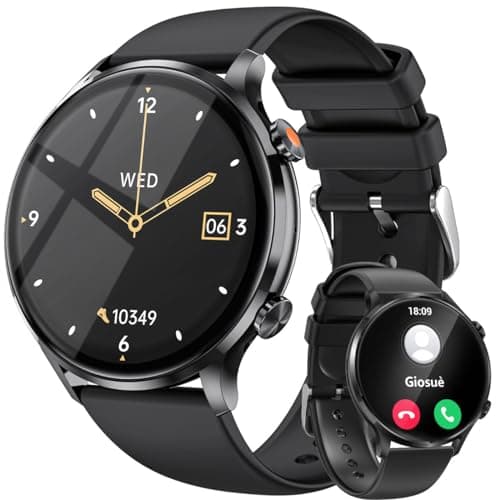 Smartwatch Uomo Orologio, 1.39" Rotondo Fitness Smart Watch con Chiamate e Risposta, 100+ Modalità Sportive, Contapassi Pressione Sanguigna Cardiofrequenzimetro, IP68 Impermeabile per Android/iOS