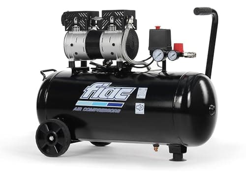 FIAC Compressore d'Aria Mobile Silenzioso SUPERSILENT 50, Compressore Aria Senza Olio, Pressione Massima 8 Bar, Potenza 1 CV, Serbatoio 50 Litri, Rumorosità 58 dB LpA