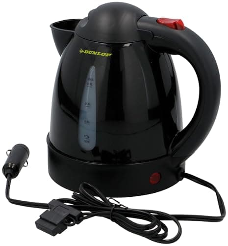 Dunlop Bollitore da Viaggio 24V - Bollitore Elettrico 0,8L - Bollitore Acqua per Auto con Presa Accendisigari - Protezione Termica e Protezione da Ebollizione a Secco - per Tè, Caffè eZuppe - Nero
