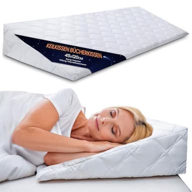 Totsy Baby Cuscino a cuneo da lettura per letto - schienale antireflusso adulti cuscini triangolare per leggere divano poggiaschiena cuneo letto 45x120 cm