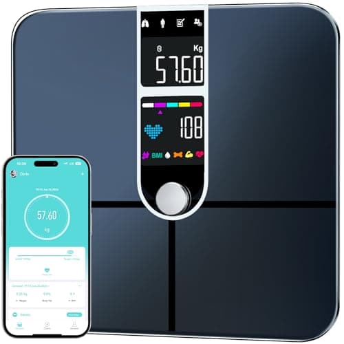 Bilancia Pesapersone, Bilancia Pesapersone Digitale tecnologia BIA, Bilancia Impedenziometrica con schermo a colori che visualizza direttamente 22 parametri corporei, frequenza cardiaca, BMI
