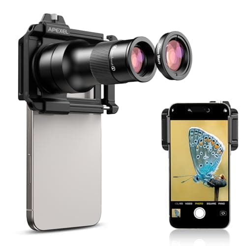 APEXEL 2 in 1 Teleobiettivo Ultra HD 6X & Obiettivo Macro da 150 mm con Clip Universale, Kit Obiettivo per Smartphone Adatto alla Maggior parte dei Telefoni Cellulari