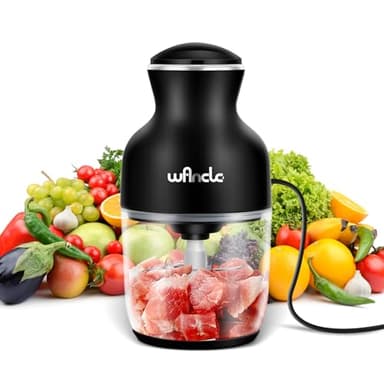 Wancle Tritatutto, Tritatutto Elettrico Multifunzione, 350W, 600ML, Facile da Pulire (Nero)