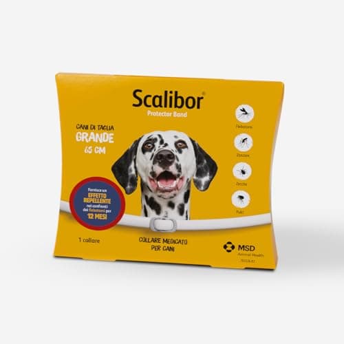 Scalibor - Collare Antiparassitario, Antipulci, Antizecche, Leishmaniosi, Per Cani di Taglia Grande, 12 Mesi di Protezione, Bianco, 65cm