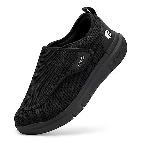 FitVille Scarpe Diabetiche Per Uomo Scarpe Extra Larghe Per Piedi Gonfi Scarpe Da Passeggio Regolabili Per La Neuropatia Dolorosa Dei Piedi Degli Anziani 43 EU XX-Larga