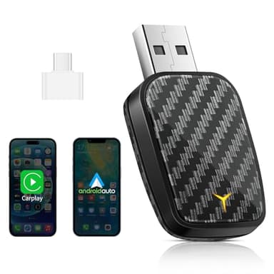 Adattatore Wireless per Android Auto e CarPlay, Mini Chiavetta per Convertire CarPlay/Android Auto Cablato in Wireless, Compatibile con Auto con AA e CarPlay, USB C/A, Connessione Stabile