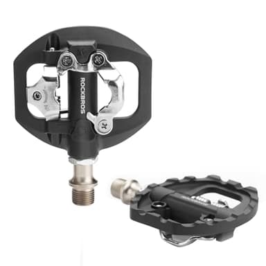 ROCKBROS Pedali Flat MTB, Pedali per Bicicletta SPD in Nylon, Piattaforma Antiscivolo Larga, Asse 9/16”, Leggero, Doppio Funzione, Accessori Bici