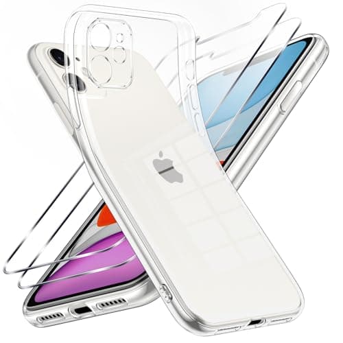 Viojrlra Chiaro Cover per iPhone 11 con 2 Pezzi Pellicola Vetro Temperato, Anti Ingiallimento Antiurto Anti-Graffio, Silicone TPU Protettiva Case per iPhone 11, Trasparente