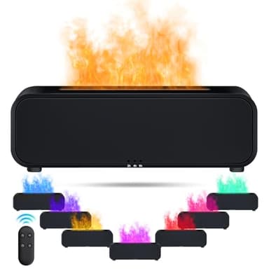 IEEILULU Diffusore di Oli Essenziali Fiamma, Diffusore Profumo Ambiente con Telecomando, 7 Tipi di Luci LED con Timer, Ideale per Casa Ufficio Sport (Nero)
