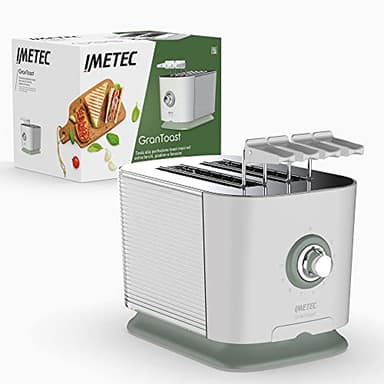 Imetec GranToast, tostapane per toast extra farciti, fessure XL, pinze a fondo chiuso apribili a 360° e regolabili in larghezza, 600 W, 10 livelli doratura, Timer