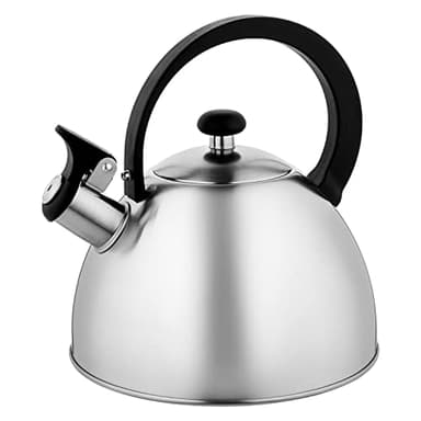 FLORINA Bollitore Acqua (2,5 l) I Bollitore da Fornello BRILLO I Manico in Bachelite I Antigraffio I Per Fornelli a Induzione, Gas, Elettrici I Colore: Argento