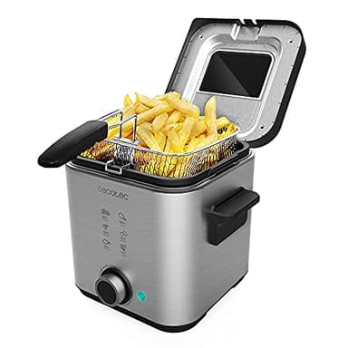 Cecotec Friggitrice Elettrica CleanFry Advance 1500 Inox. 900 W, 1,5 litri, Acciaio inossidabile, Filtro che mantiene l’olio pulito, Vaschetta estraibile