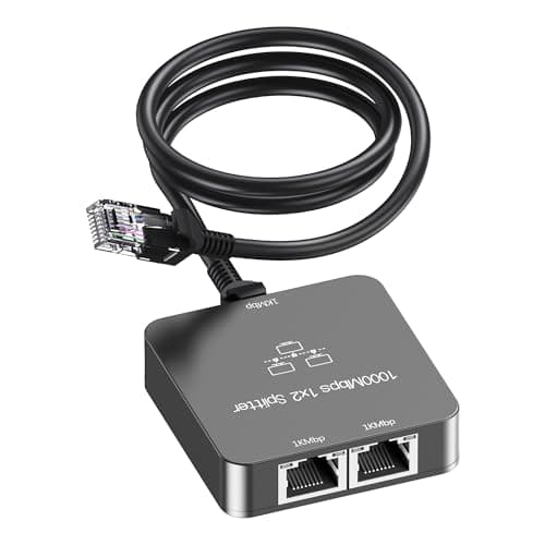Uzifhdhi Switch Ethernet 2 Porte Gigabit Con Cavo Ethernet Cat 6, 1000Mbps Sdoppiatore Ethernet per Computer, Set-top box, TV e altro. Grigio