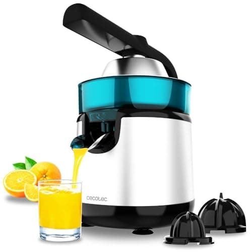 Cecotec Spremiagrumi Elettrico a Braccio Essentialvita Hyden 120 Steel. 120 W, 2 Coni Rimovibili di Diverse Dimensioni, il in Acciaio Inox e Plastica, con Capacità di 250 Ml